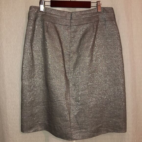Talbots 6 Silver Metallic Pencil Skirt with Pockets - Picture 2 of 14